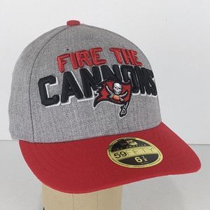 Tampa Bay Buccaneers New Era 59FIFTY Fitted Hat Size 6-7/8 Gray FIRE THE CANNONS